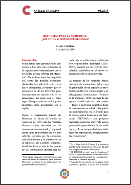 Portada documento Análisis Carolina nº 5 2019