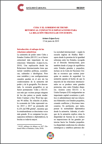 Portada Documento Análisis Carolina nº 8 2019