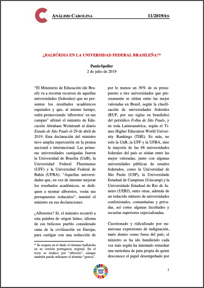 Portada Documento Análisis Carolina Nº 11