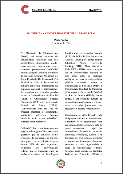 Portada documento Análisis Carolina Nº 11 2019