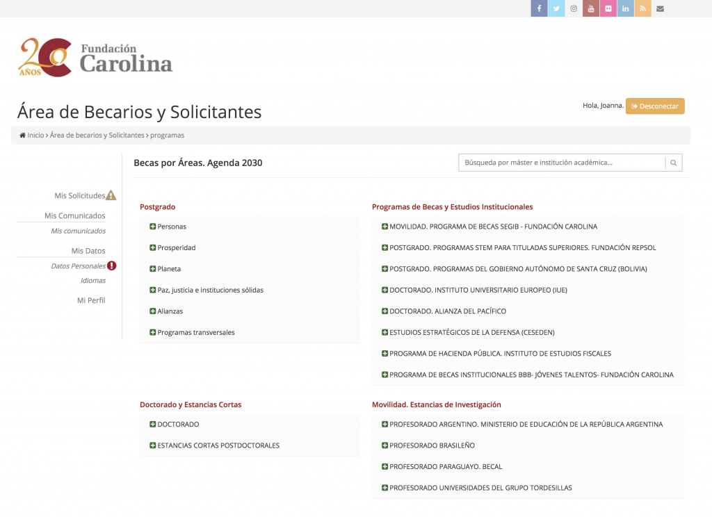 Www Fundacioncarolina Es Area De Becarios Y Solicitantes