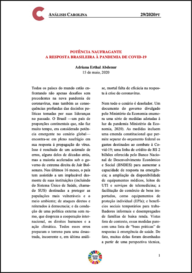 Portada Análisis Carolina nº 29 en portugués