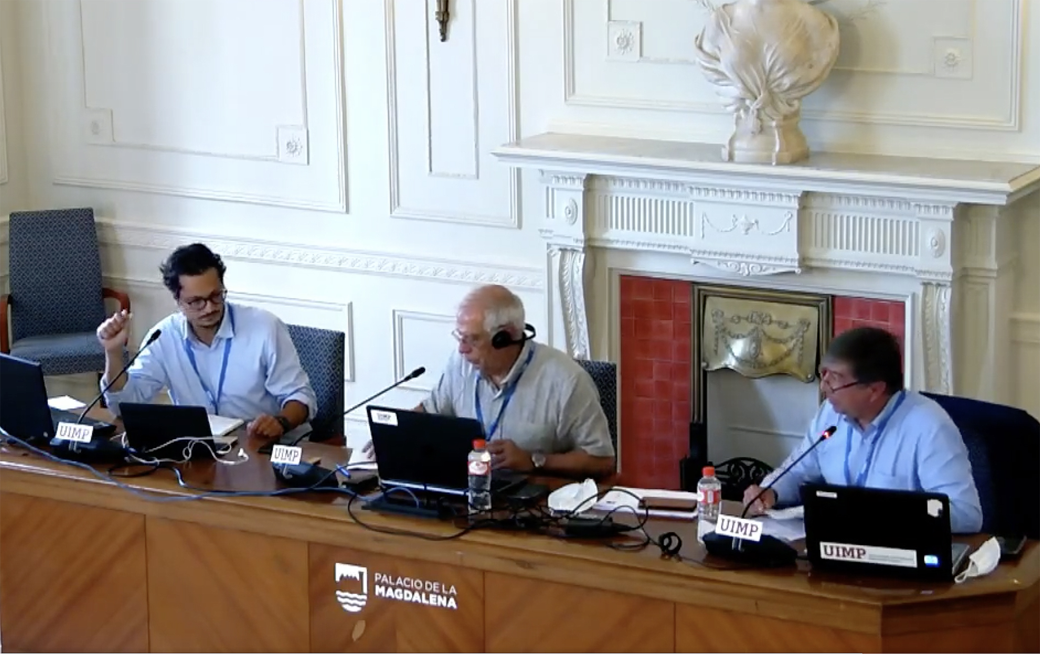 Imagen seminario UIMP agosto 2020 con Marcelo Ebrard, José Antonio Sanahuja y Josep Borrell