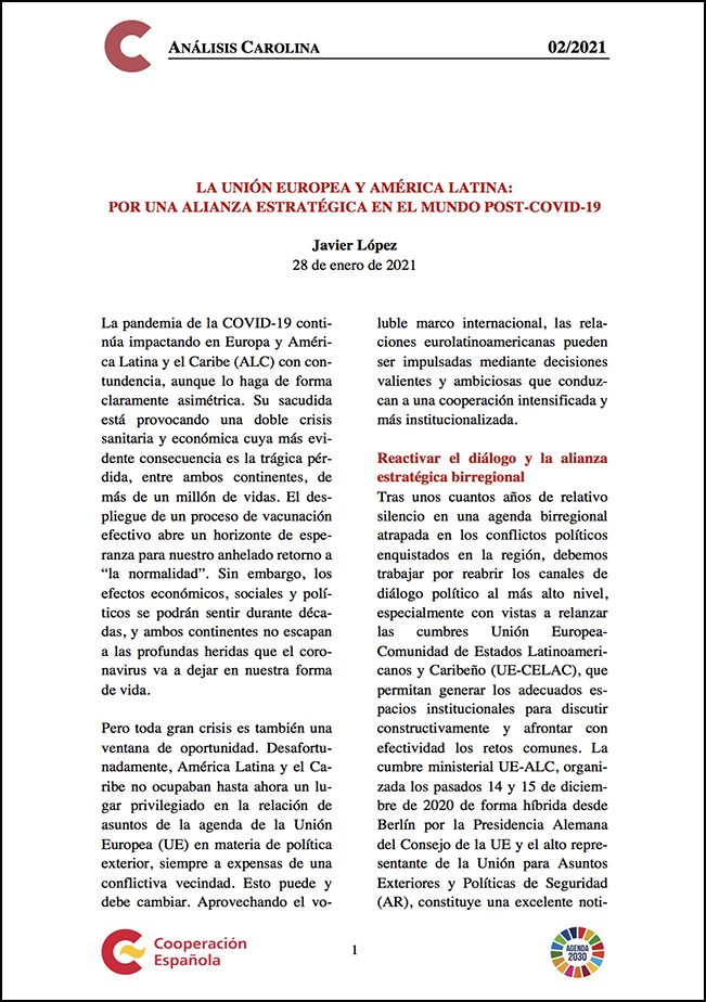 La Unión Europea y América Latina: por una alianza estratégica en el mundo post-covid 19