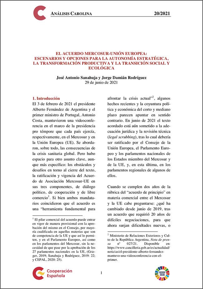 "El Acuerdo Mercosur-Unión Europea: escenarios y opiniones para la autonomía estratégica, la transformación productiva y la transición social y ecológica"