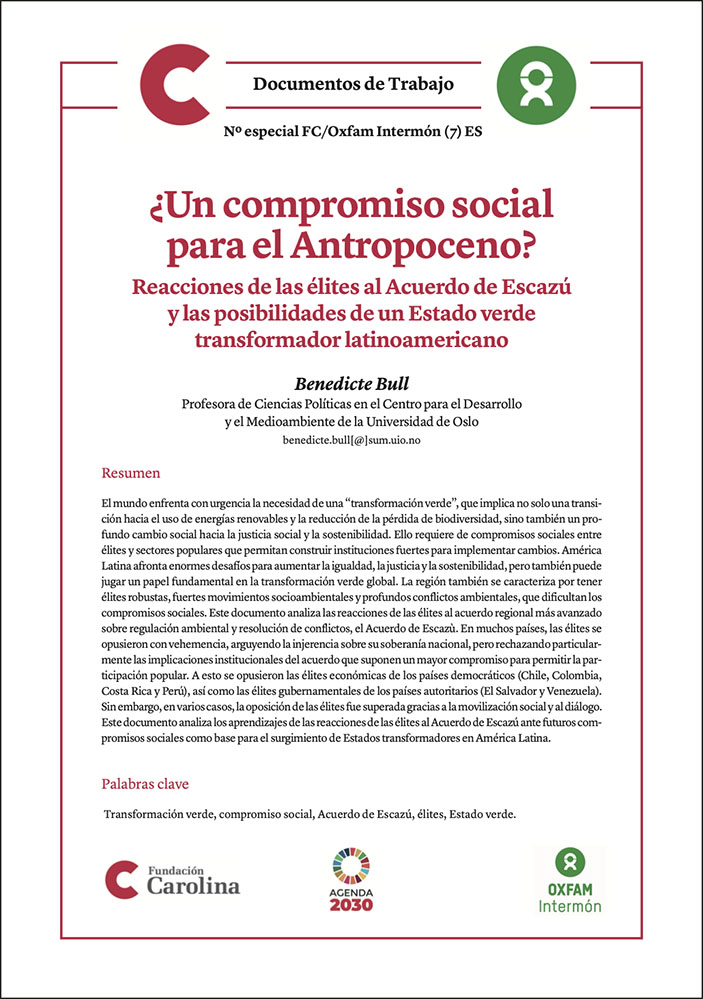 ¿Un compromiso social para el Antropoceno? Reacciones de las élites al Acuerdo de Escazú y las posibilidades de un Estado verde transformador latinoamericano