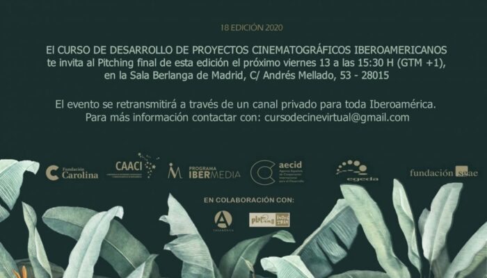Cartel del pitching final de la 18ª edición del curso de desarrollo de proyectos cinematográficos iberoamericanos
