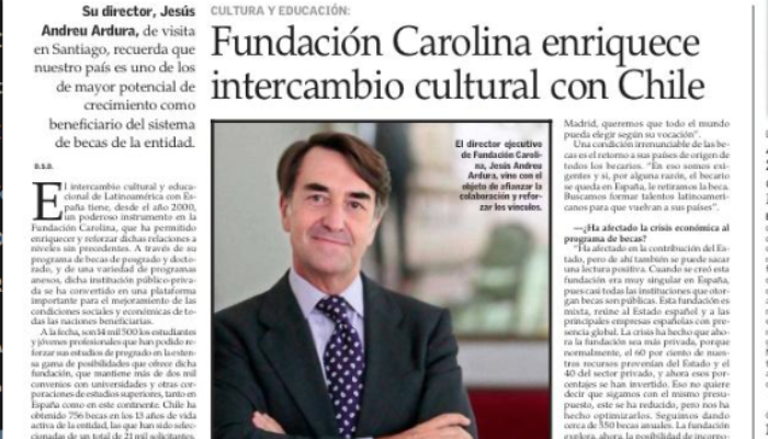 Entrevista a jesus Andreu en El Mercurio de Chile