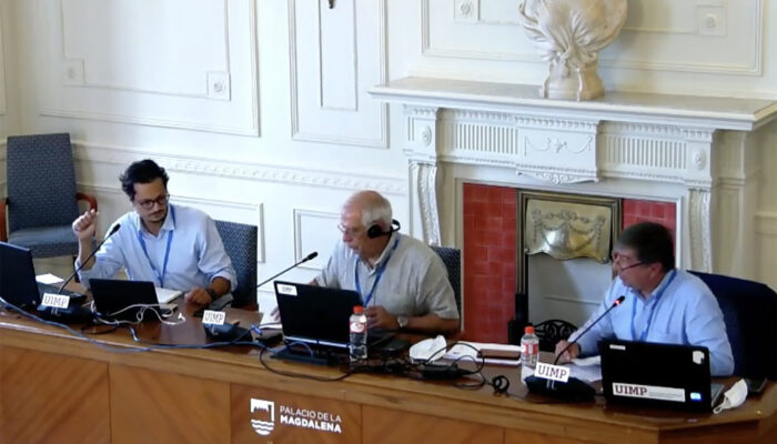 Imagen seminario UIMP agosto 2020 con Marcelo Ebrard, José Antonio Sanahuja y Josep Borrell
