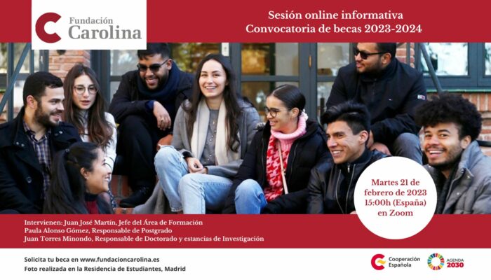 Sesión online informativa para presentar las becas de Fundación Carolina de la convocatoria 2023-2024